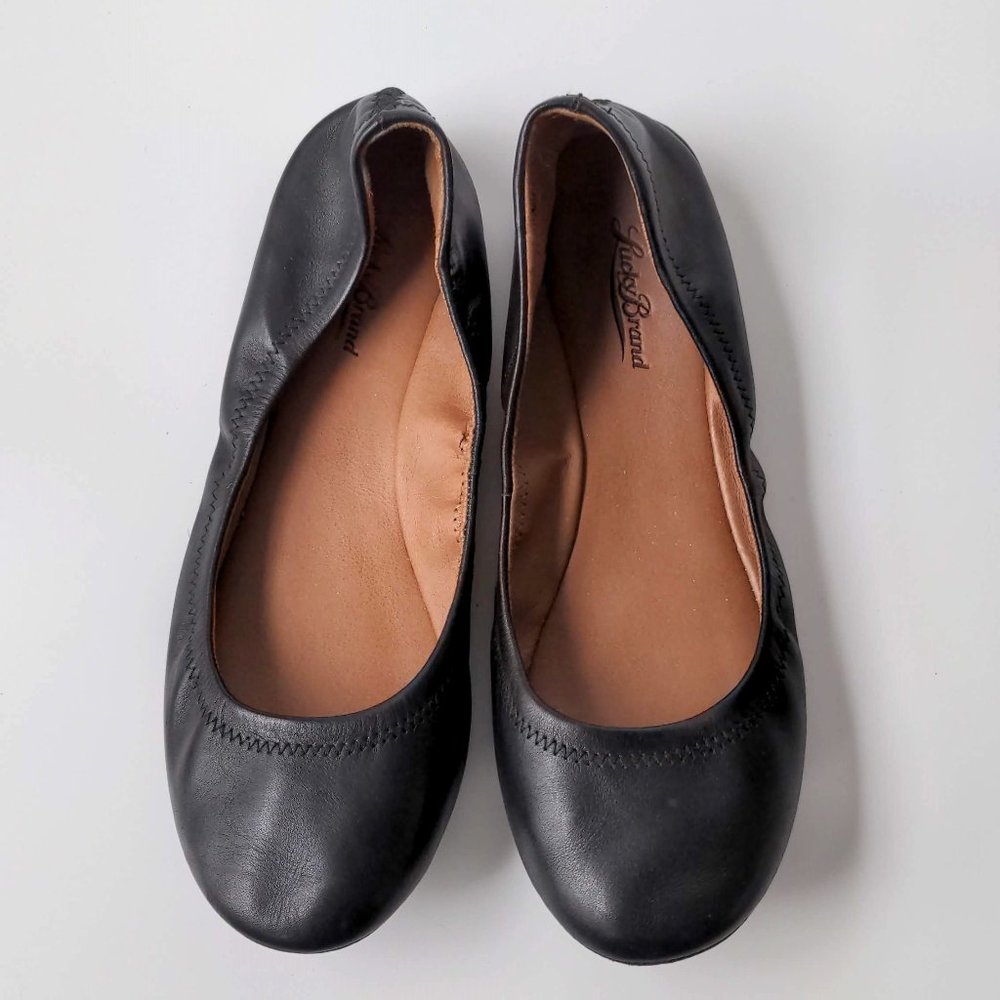 Lucky Brand slip on ballet flats leather black